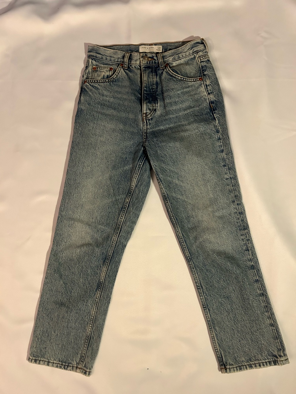 Topshop Classic Straight Fit Jeans, Vintage Style wash, Light Blue